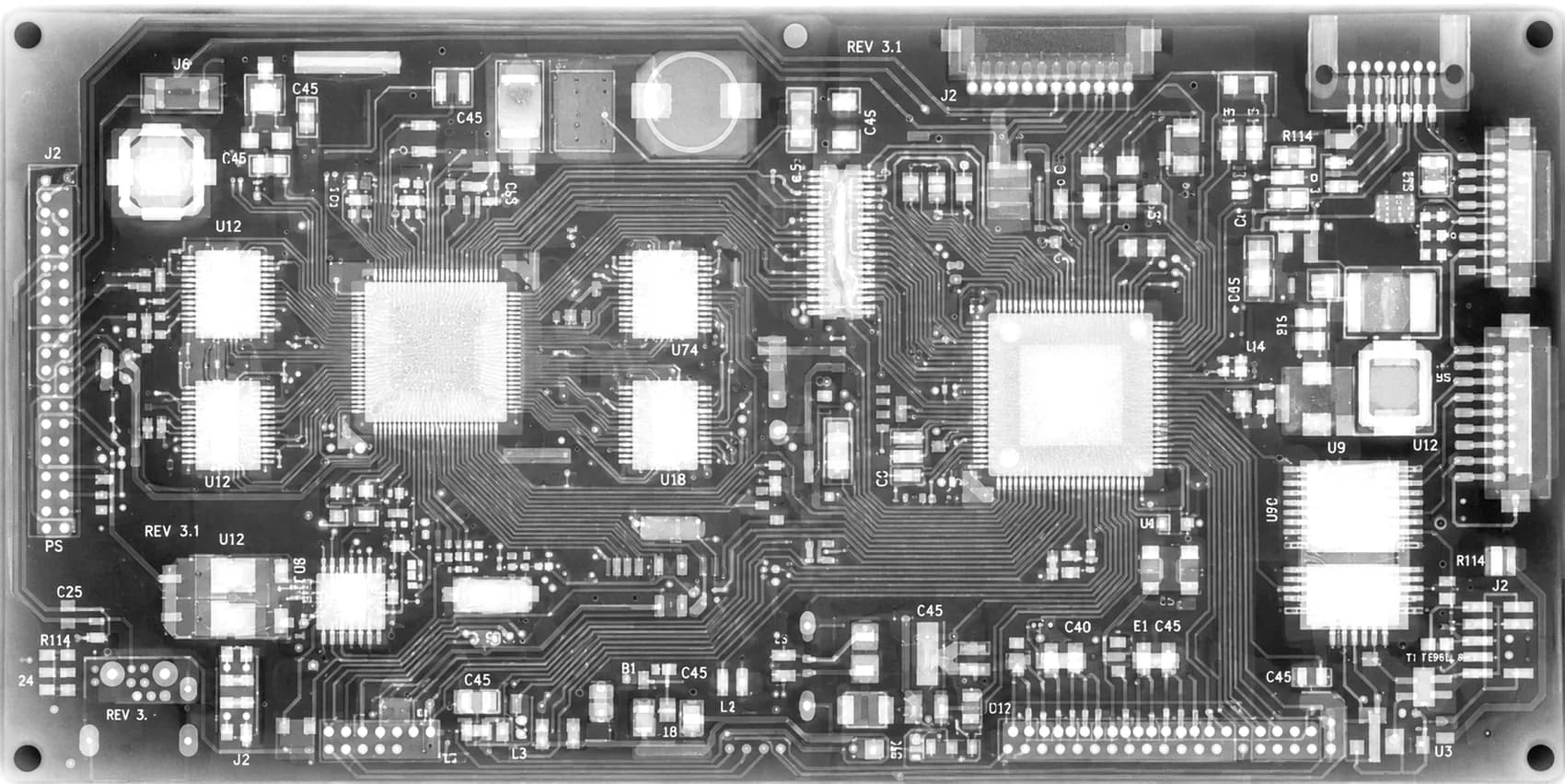 X-ray scan of the assembled board